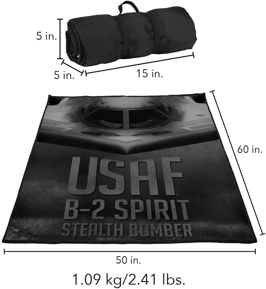 LOGOVISION Air Force Picnic Outdoor Blanket, 50"x60" Stealth, Foldable Blanket for Picnic, Beach, Camping, Park, Tailgate