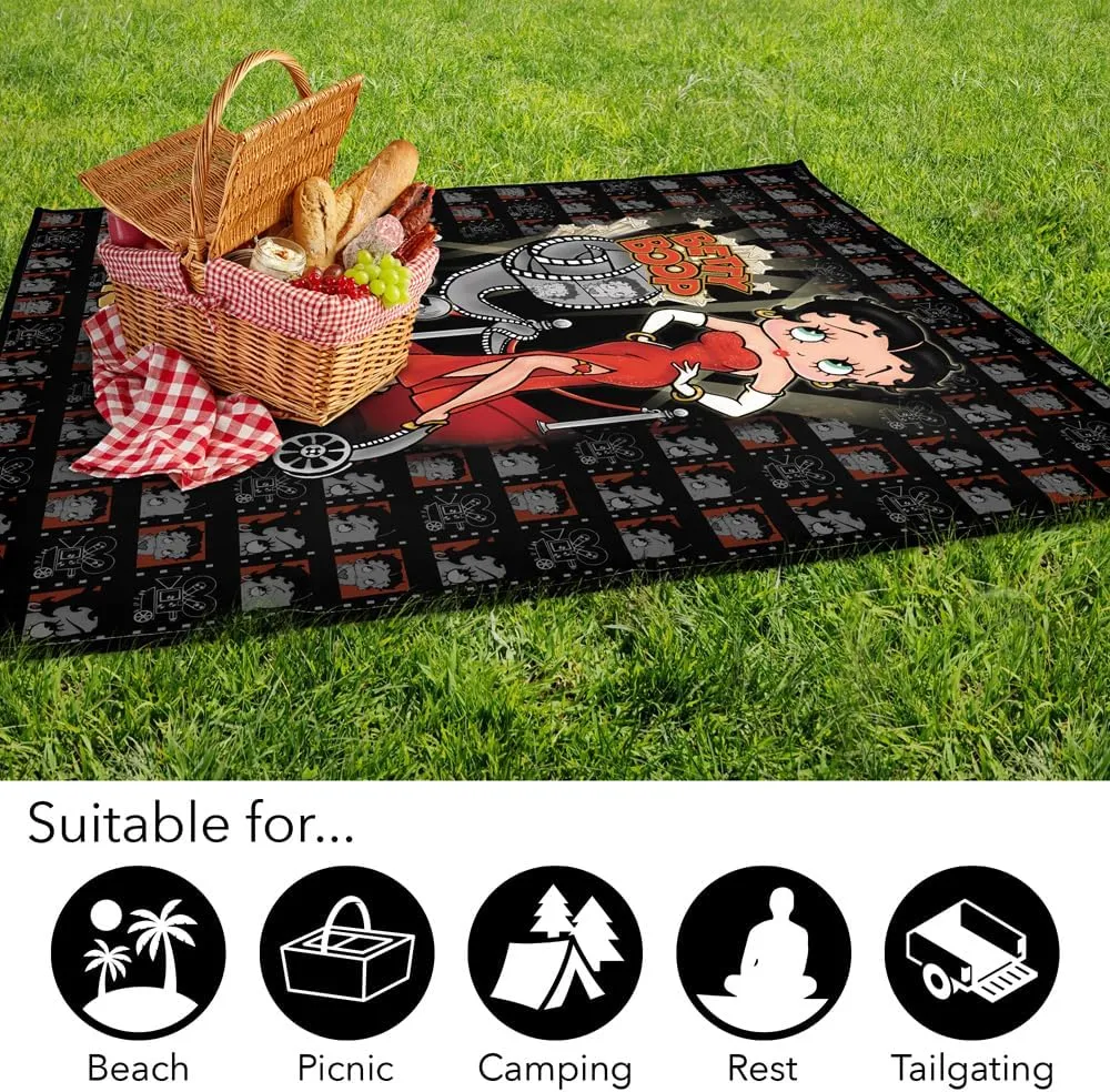 LOGOVISION Betty Boop Picnic Outdoor Blanket, 50"x60" Hollywood Nights, Foldable Blanket for Picnic, Beach, Camping, Park, Tailgate