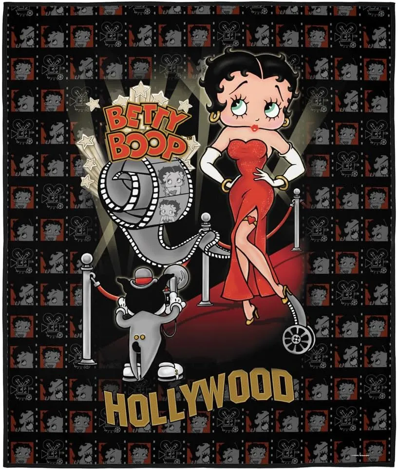 LOGOVISION Betty Boop Picnic Outdoor Blanket, 50"x60" Hollywood Nights, Foldable Blanket for Picnic, Beach, Camping, Park, Tailgate