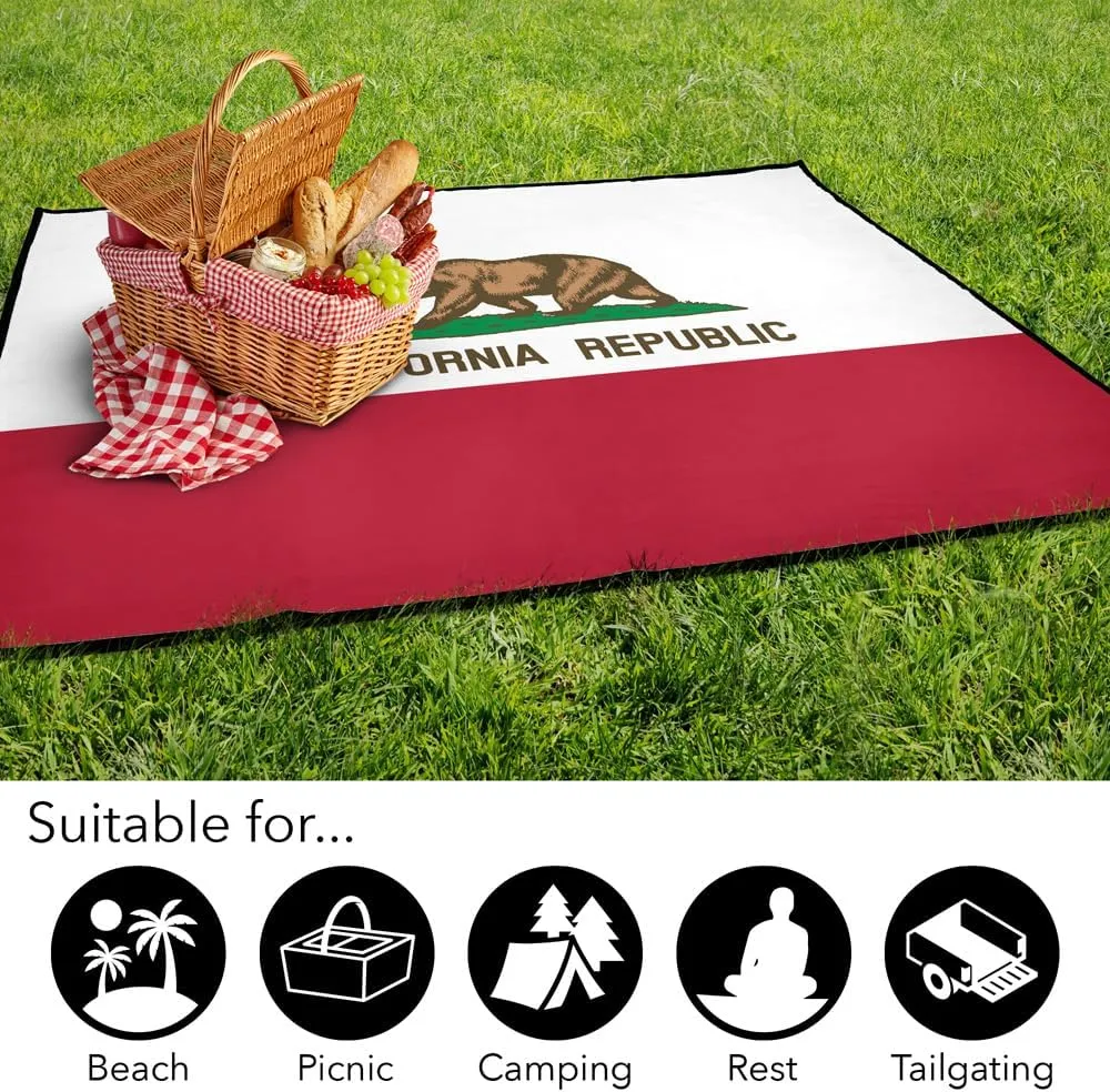 LOGOVISION California Flag Picnic Outdoor Blanket, 50"x60" Foldable Blanket for Picnic, Beach, Camping, Park, Tailgate