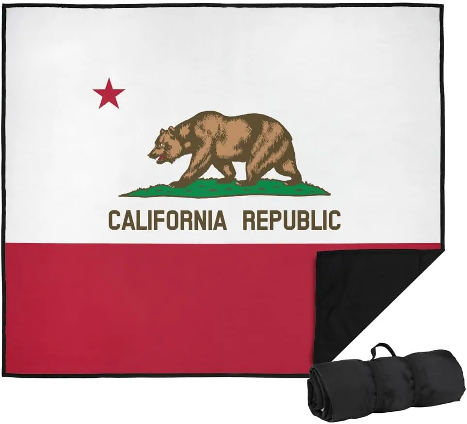 LOGOVISION California Flag Picnic Outdoor Blanket, 50"x60" Foldable Blanket for Picnic, Beach, Camping, Park, Tailgate