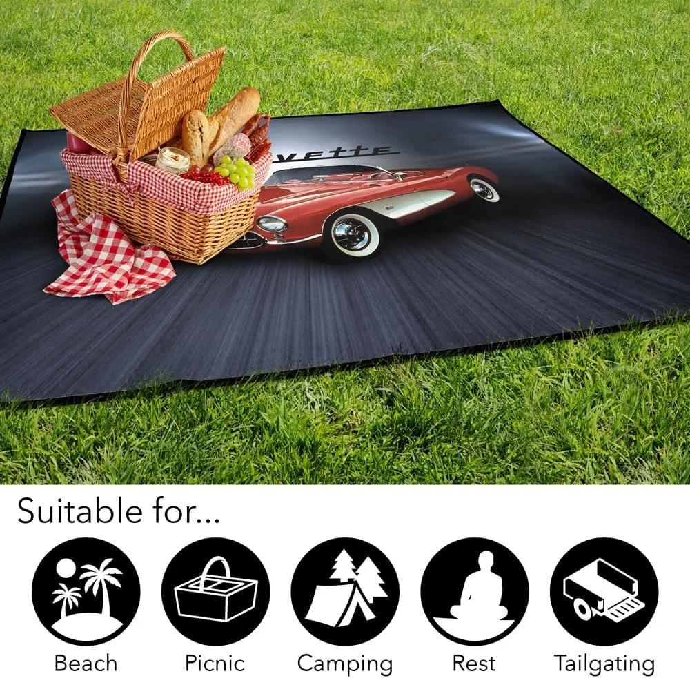 LOGOVISION Chevrolet Picnic Outdoor Blanket, 50"x60" Corvette Shine, Foldable Blanket for Picnic, Beach, Camping, Park, Tailgate