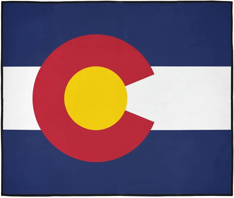 LOGOVISION Colorado Flag Picnic Outdoor Blanket, 50"x60" Foldable Blanket for Picnic, Beach, Camping, Park, Tailgate