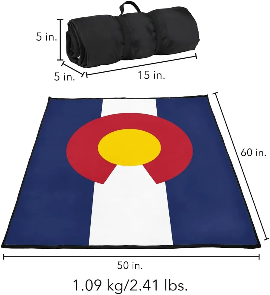 LOGOVISION Colorado Flag Picnic Outdoor Blanket, 50"x60" Foldable Blanket for Picnic, Beach, Camping, Park, Tailgate