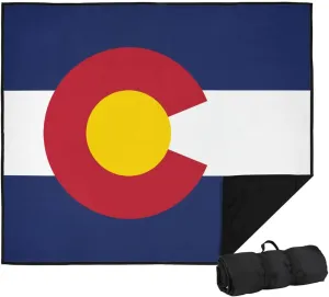 LOGOVISION Colorado Flag Picnic Outdoor Blanket, 50"x60" Foldable Blanket for Picnic, Beach, Camping, Park, Tailgate