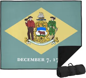 LOGOVISION Delaware Flag Picnic Outdoor Blanket, 50"x60" Foldable Blanket for Picnic, Beach, Camping, Park, Tailgate
