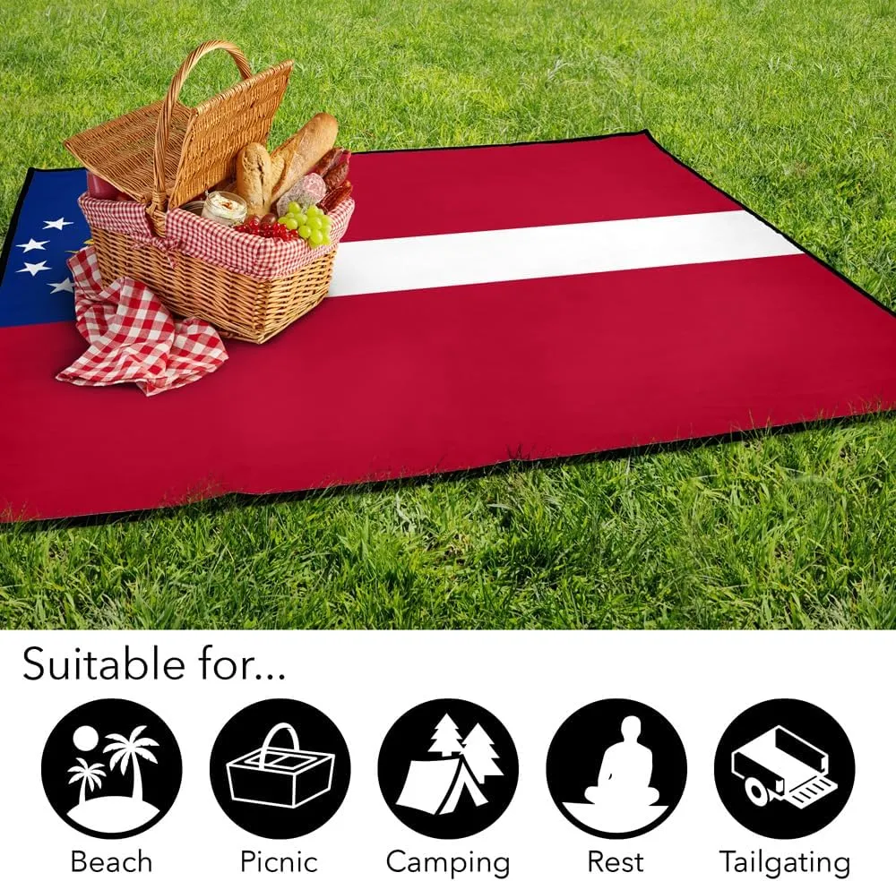 LOGOVISION Georgia Flag Picnic Outdoor Blanket, 50"x60" Foldable Blanket for Picnic, Beach, Camping, Park, Tailgate