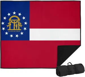 LOGOVISION Georgia Flag Picnic Outdoor Blanket, 50"x60" Foldable Blanket for Picnic, Beach, Camping, Park, Tailgate