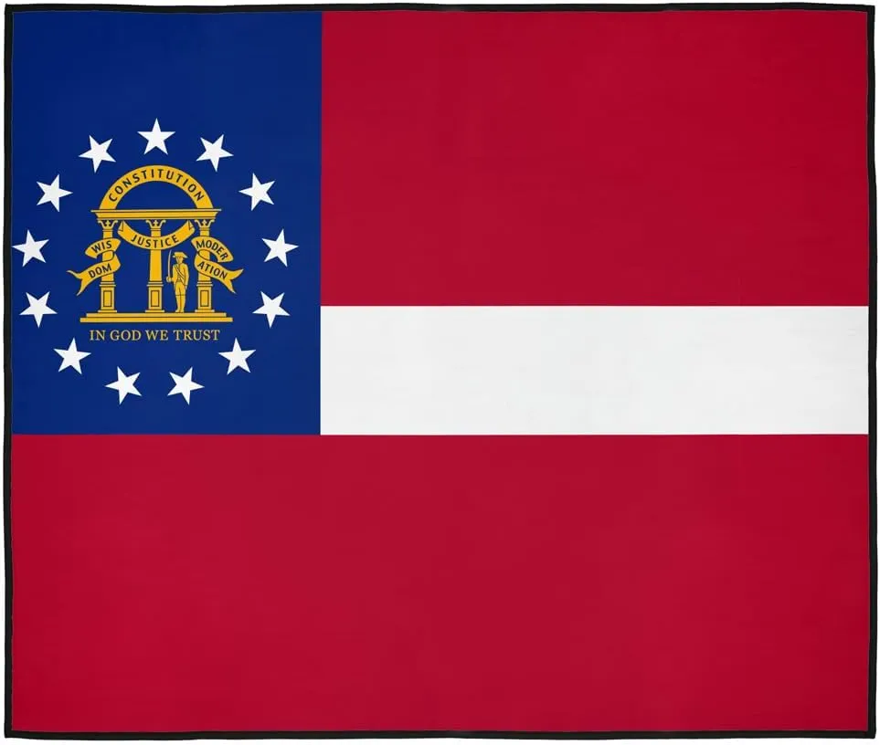 LOGOVISION Georgia Flag Picnic Outdoor Blanket, 50"x60" Foldable Blanket for Picnic, Beach, Camping, Park, Tailgate