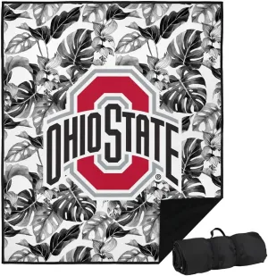 LOGOVISION The Ohio State University Picnic Outdoor Blanket, 50"x60" Tropical Monstera Leaf Pattern, Foldable Blanket for Picnic, Beach, Camping, Park, Tailgate