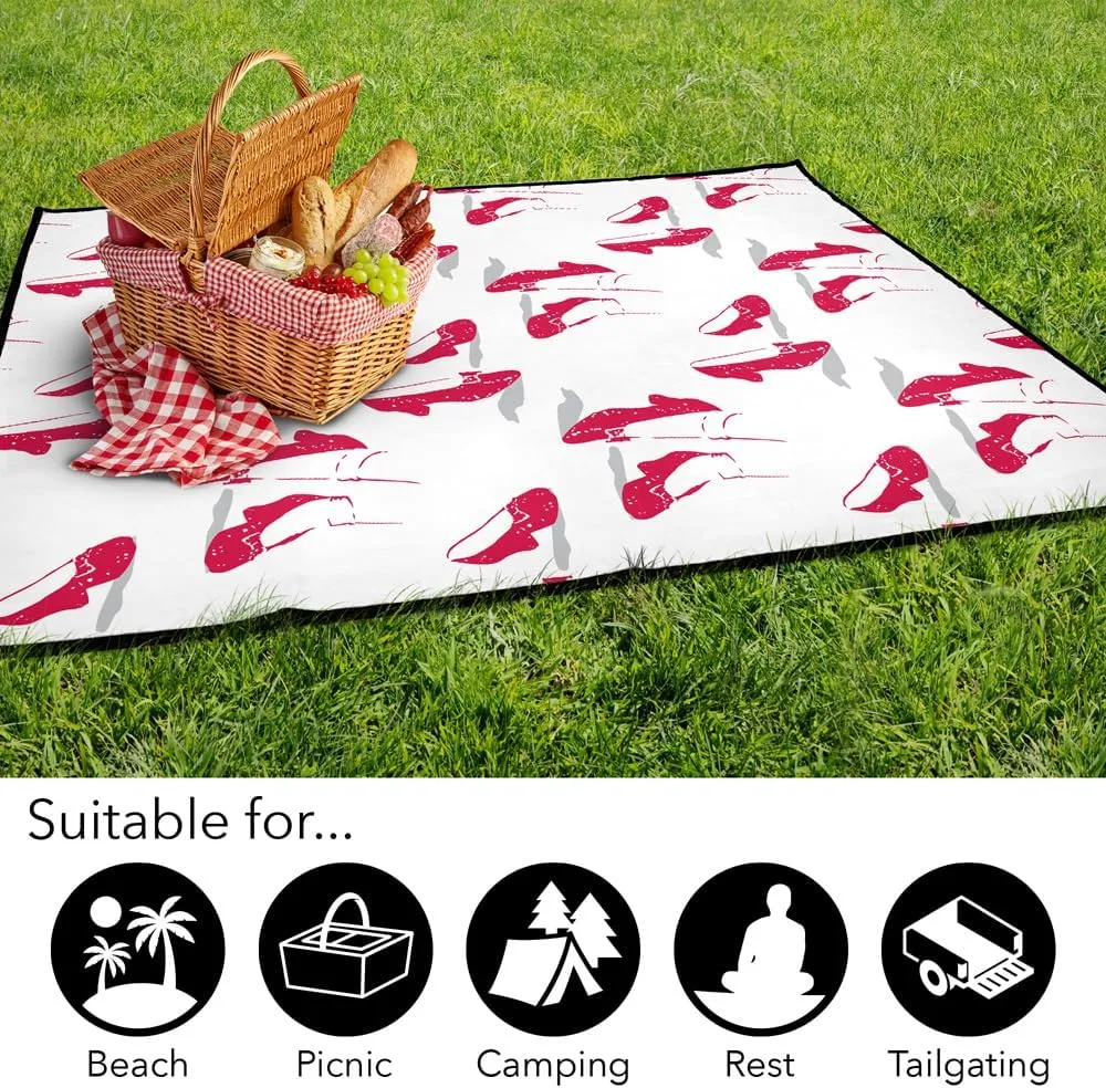 LOGOVISION The Wizard of Oz Picnic Outdoor Blanket, 50"x60" Ruby Slippers All Over Print, Foldable Blanket for Picnic, Beach, Camping, Park, Tailgate