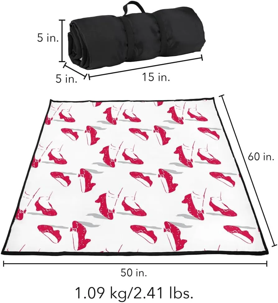 LOGOVISION The Wizard of Oz Picnic Outdoor Blanket, 50"x60" Ruby Slippers All Over Print, Foldable Blanket for Picnic, Beach, Camping, Park, Tailgate