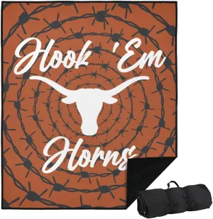 LOGOVISION University of Texas Picnic Outdoor Blanket, 50"x60" Barbed Wire, Foldable Blanket for Picnic, Beach, Camping, Park, Tailgate
