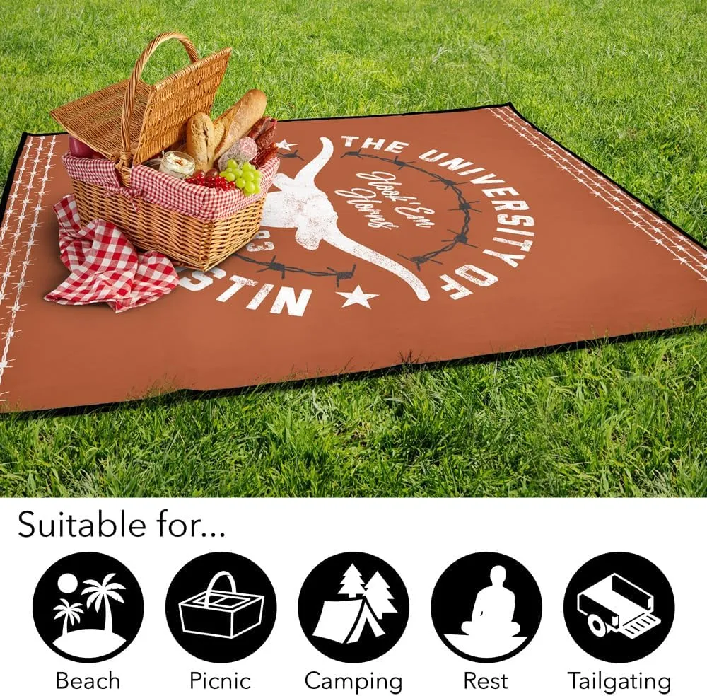 LOGOVISION University of Texas Picnic Outdoor Blanket, 50"x60" Stamp, Foldable Blanket for Picnic, Beach, Camping, Park, Tailgate