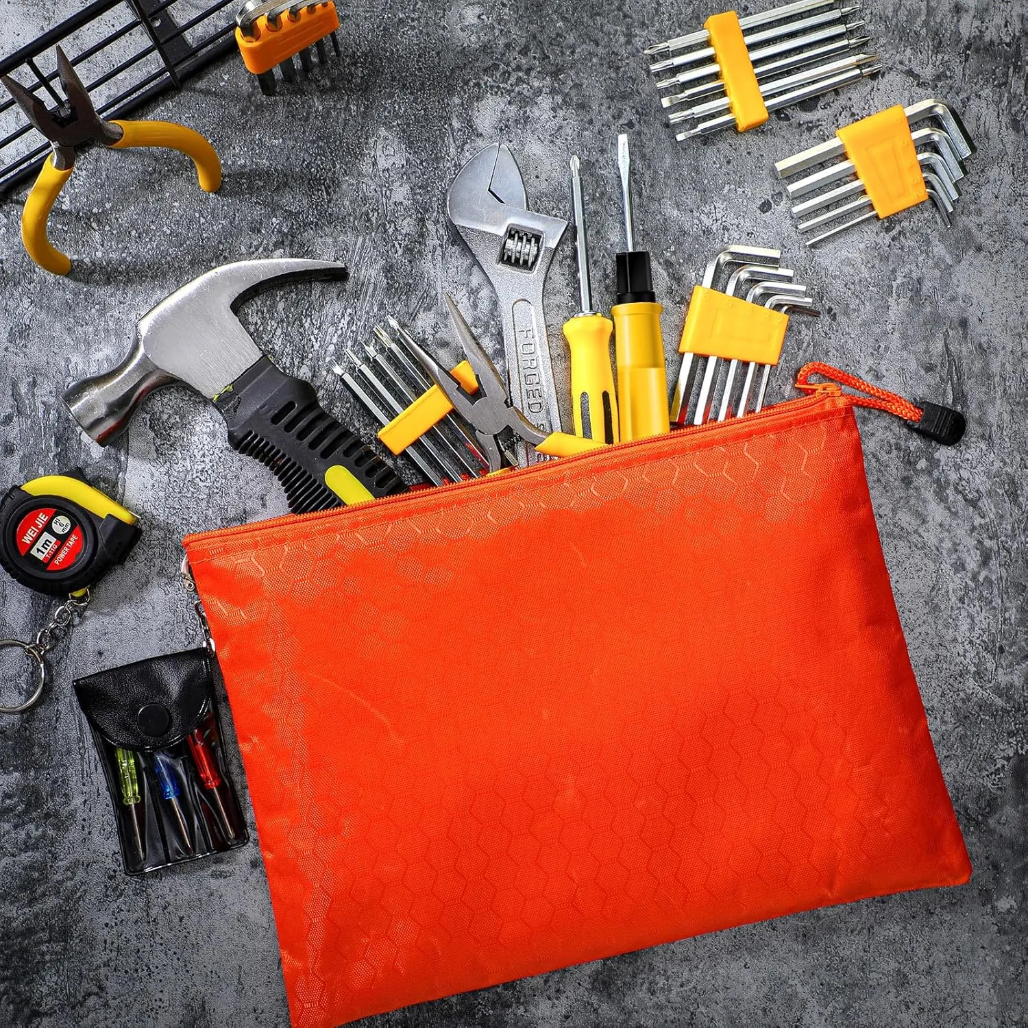 Lothee 57 Pieces Mini Operation Tool Kit Emergency Compact Tool Set with Storage Bag Mini Tape Screwdriver Keychain Double Screw Drive Bits Employee Gift Fathers Gifts Bulk for Men Dad (Lovely Color)