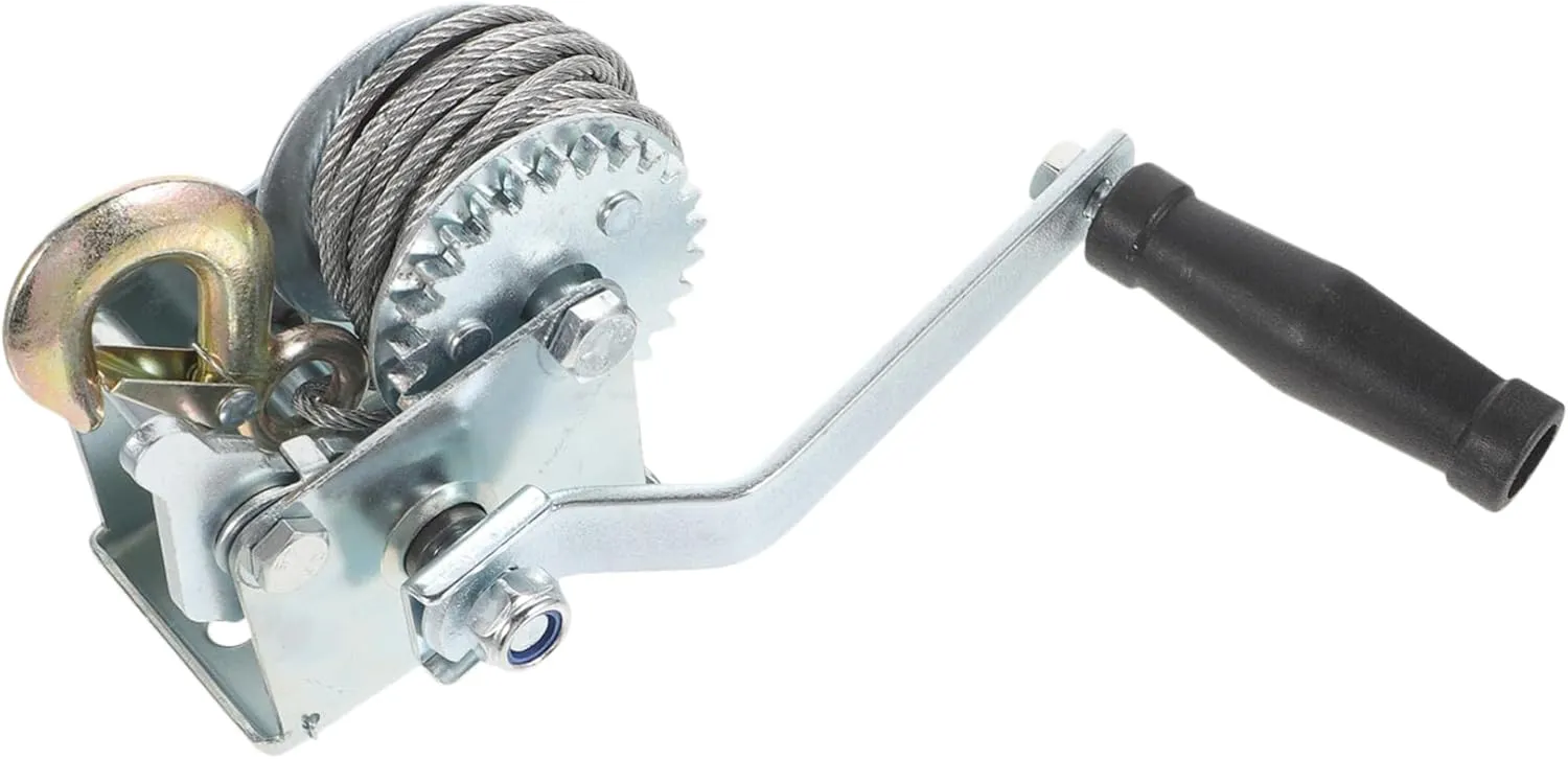 Luxshiny Manual Small Winch Hand Crank 500lbs Wire Rope Winch for Trailer and Boat