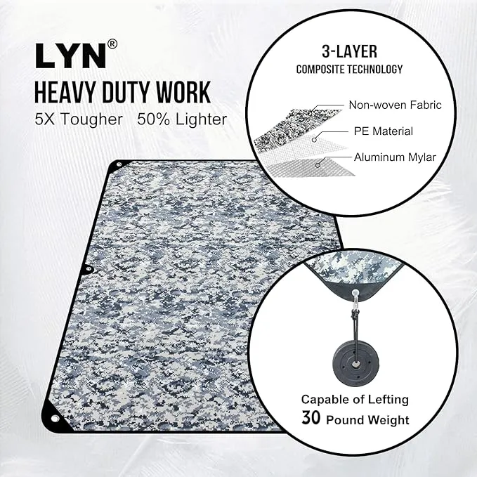 LYN Heavy Duty Emergency Blanket Survival Gear Waterproof Insulated Blanket Emergency Tarp for Camping, Hiking, Bushcraft