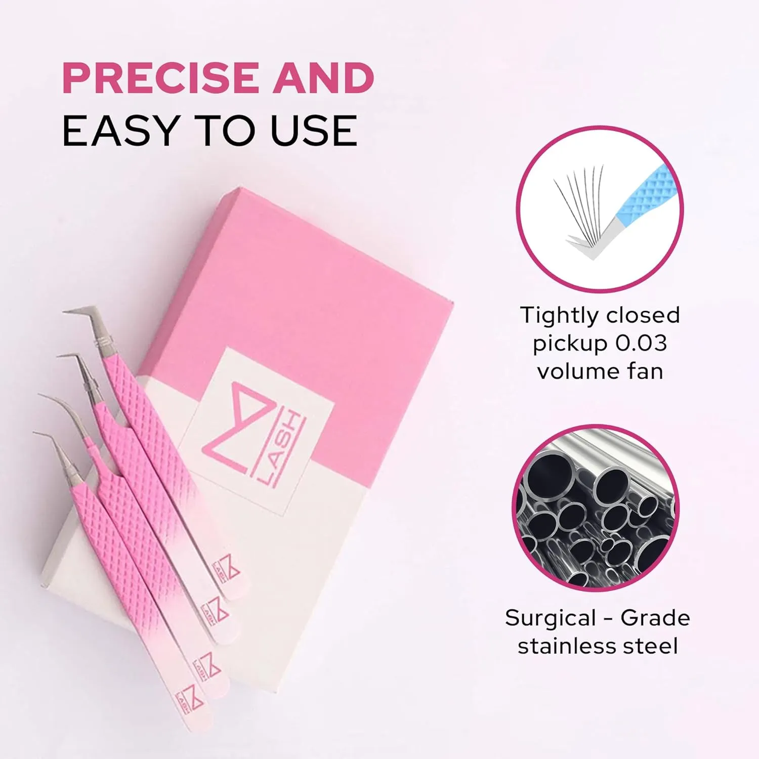 M LASH Tweezers for Eyelash Extensions (Set of 4) - Professional Lash Extension Tweezers - Fiber Tip, Japanese Steel, Diamond Grip Eyelash Extension Tweezer (Leopard Prints)