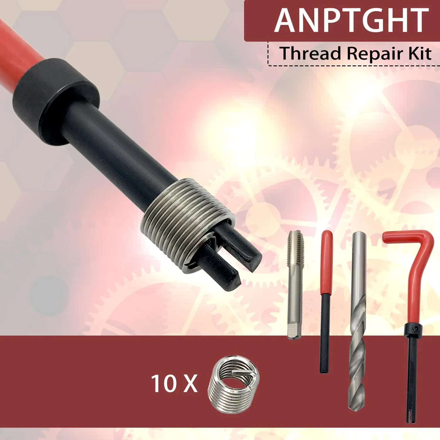M12x1.25 Thread Repair Kit, Helicoil Thread Inserts Taps Kit with HSS Drill Bits Compatible Hand Tool Set for Damaged Thread ＆ Auto Repairing(Metric)