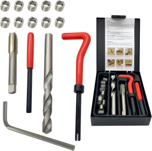 M12x1.25 Thread Repair Kit, Helicoil Thread Inserts Taps Kit with HSS Drill Bits Compatible Hand Tool Set for Damaged Thread ＆ Auto Repairing(Metric)