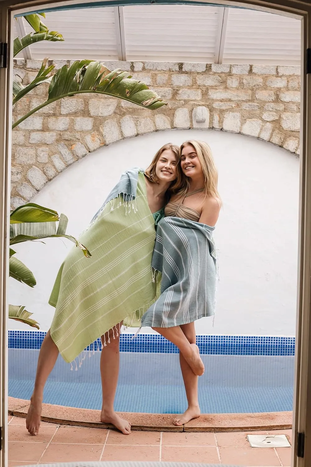 Madamelique Oversized Beach Towel with Bag - 39 x 74 - 100% Cotton Quick Dry Sand Free - Hand Loomed - Pistachio