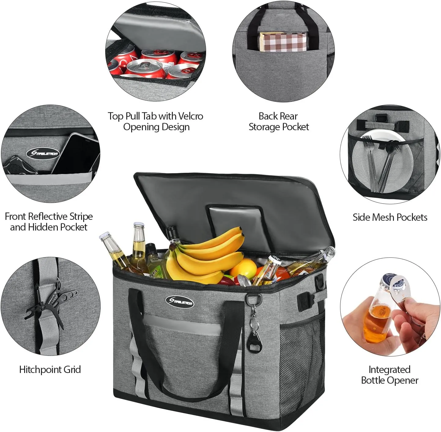 Maelstrom Soft Cooler Bag,Collapsible Soft Sided Cooler,24/30/60/75 Cans Beach Cooler,Ice Chest,Large Leakproof Camping Cooler,Portable Travel Cooler for Grocery Shopping,Camping,Road Trips