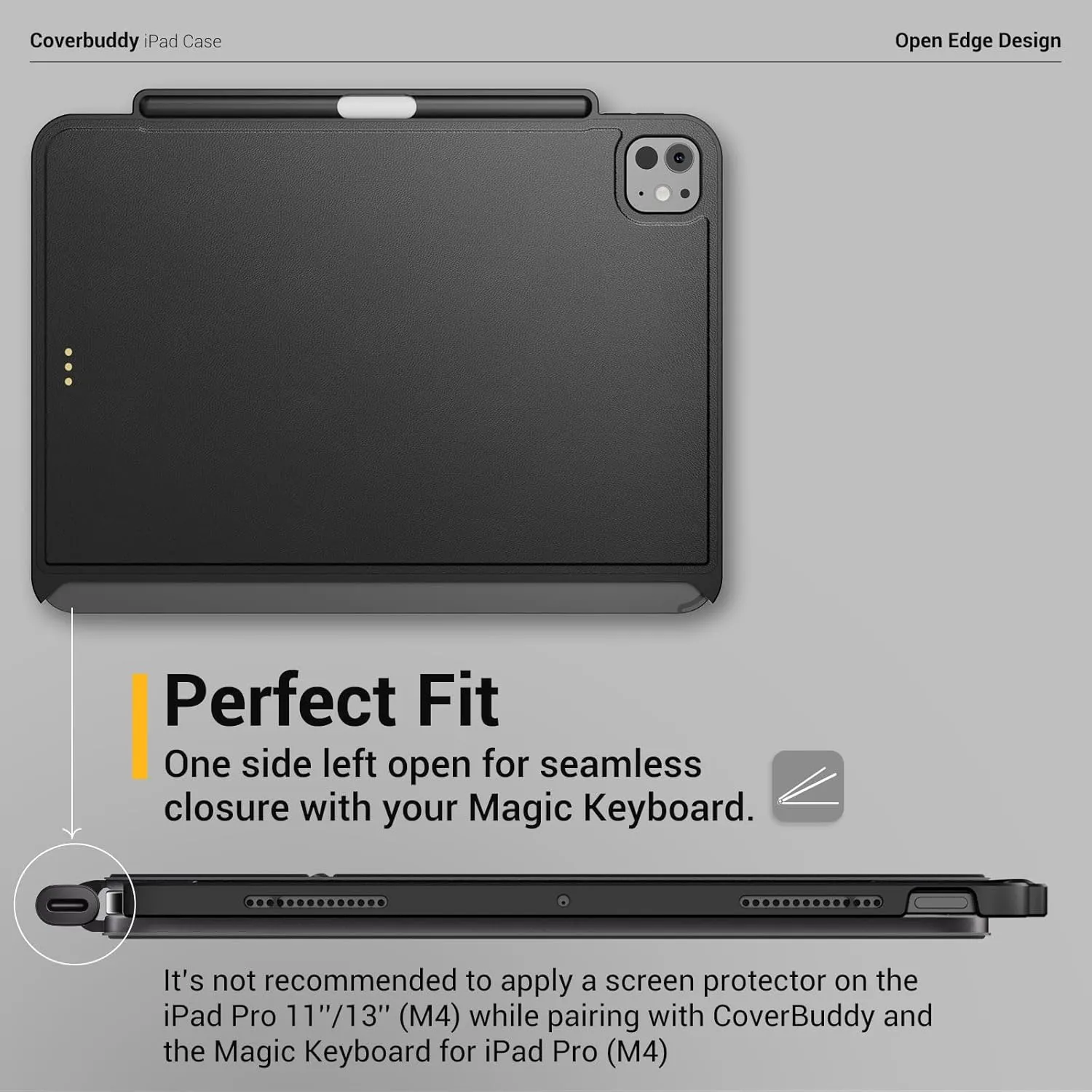 MAGEASY CoverBuddy for 2024 iPad Pro 11" - iPad Pro Case Compatible with Magic Keyboard for iPad Pro (M4), Enhanced Thickness & Heat Dissipation - White (5.0 Leather)