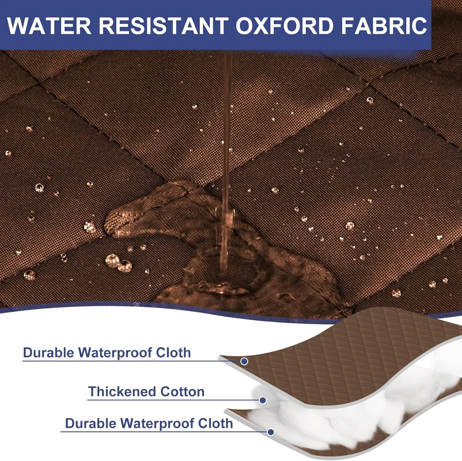Magnetic Thermal Insulated Door Curtain Fit Door Size 32" x 80", Quilted Oxford Fabric Thicken Cotton Fill, Winter Cover Keep Cold Draft Out, Blanket Insulation for Front Patio Doors Brown