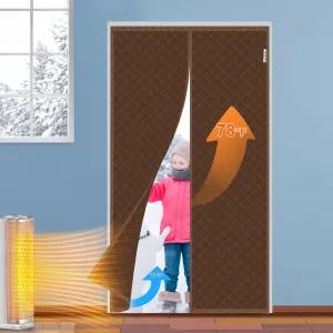 Magnetic Thermal Insulated Door Curtain Fit Door Size 32" x 80", Quilted Oxford Fabric Thicken Cotton Fill, Winter Cover Keep Cold Draft Out, Blanket Insulation for Front Patio Doors Brown