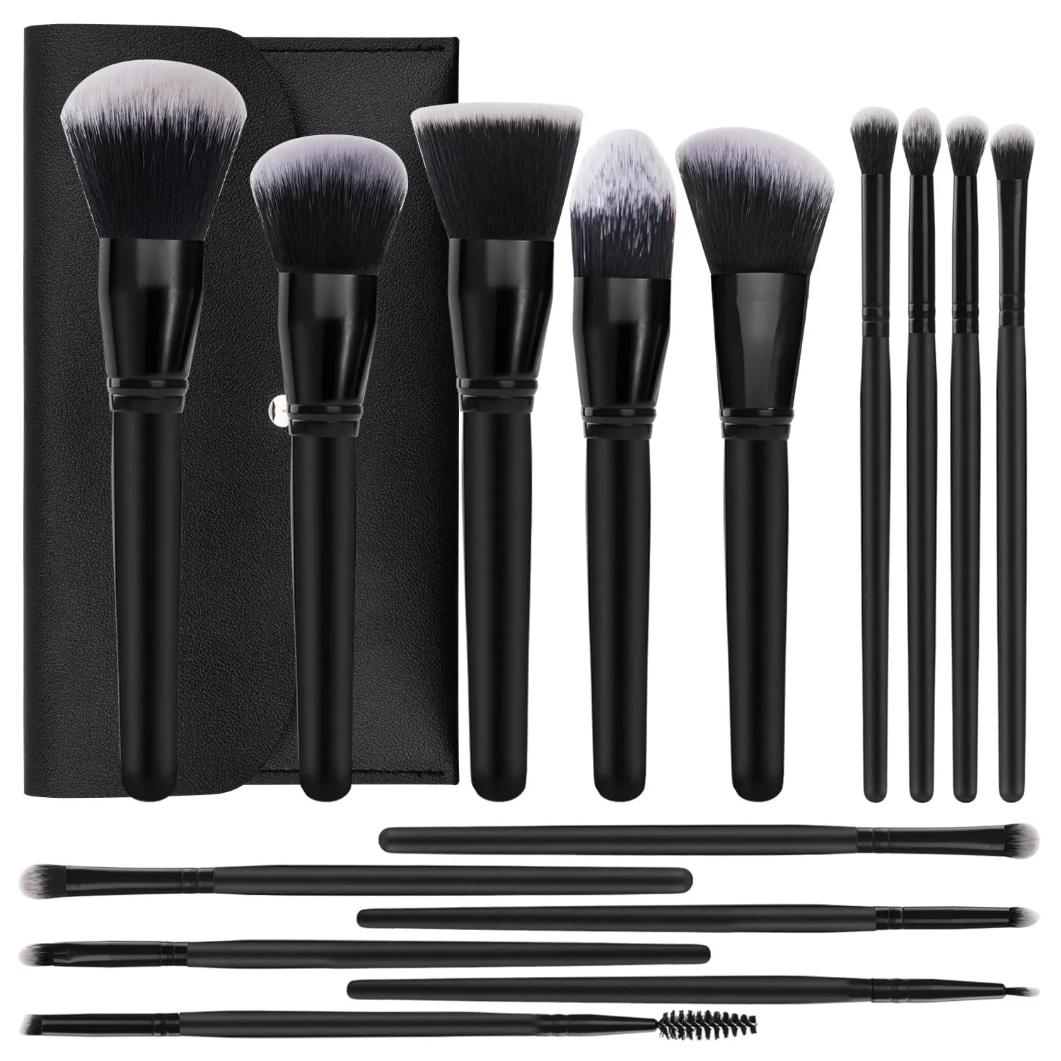 Makeup Brushes Set, 15 Pcs Professional Premium Synthetic Foundation Contour Powder Concealers Eye shadows Blush Makeup Brush set with Case
