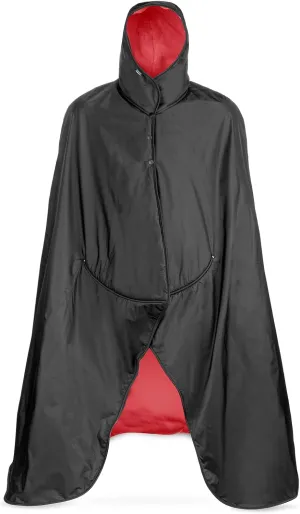 Mambe Large Extreme Weather Hooded Blanket Red - 100% Waterproof and Windproof with Premium Stuff Sack - Perfect for Stadiums and Watching Sports Activities - Machine Washable Fleece