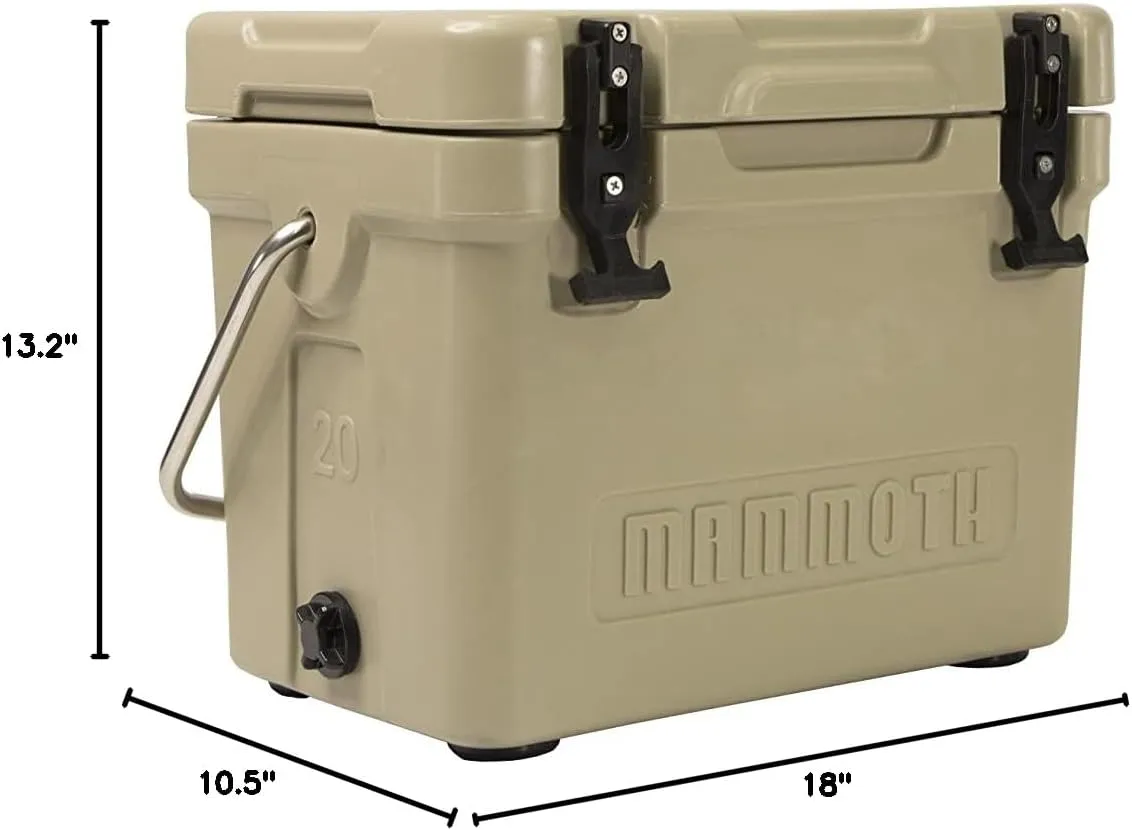 Mammoth Coolers Cruiser Series, Insulated Hard Ice Chest with Durable Double-Walled Rotomolded Construction, Great for On-The-Go Recreational Activities (Cruiser 20, Tan)