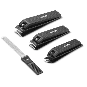 Manicure Set Pedicure Kit, Heavy Duty Zinc Alloy Stainless Steel Fingernail Clippers Toenail Clippers Nail File with Tin Case, Premium Manicure Tools for Nail Care, Gray