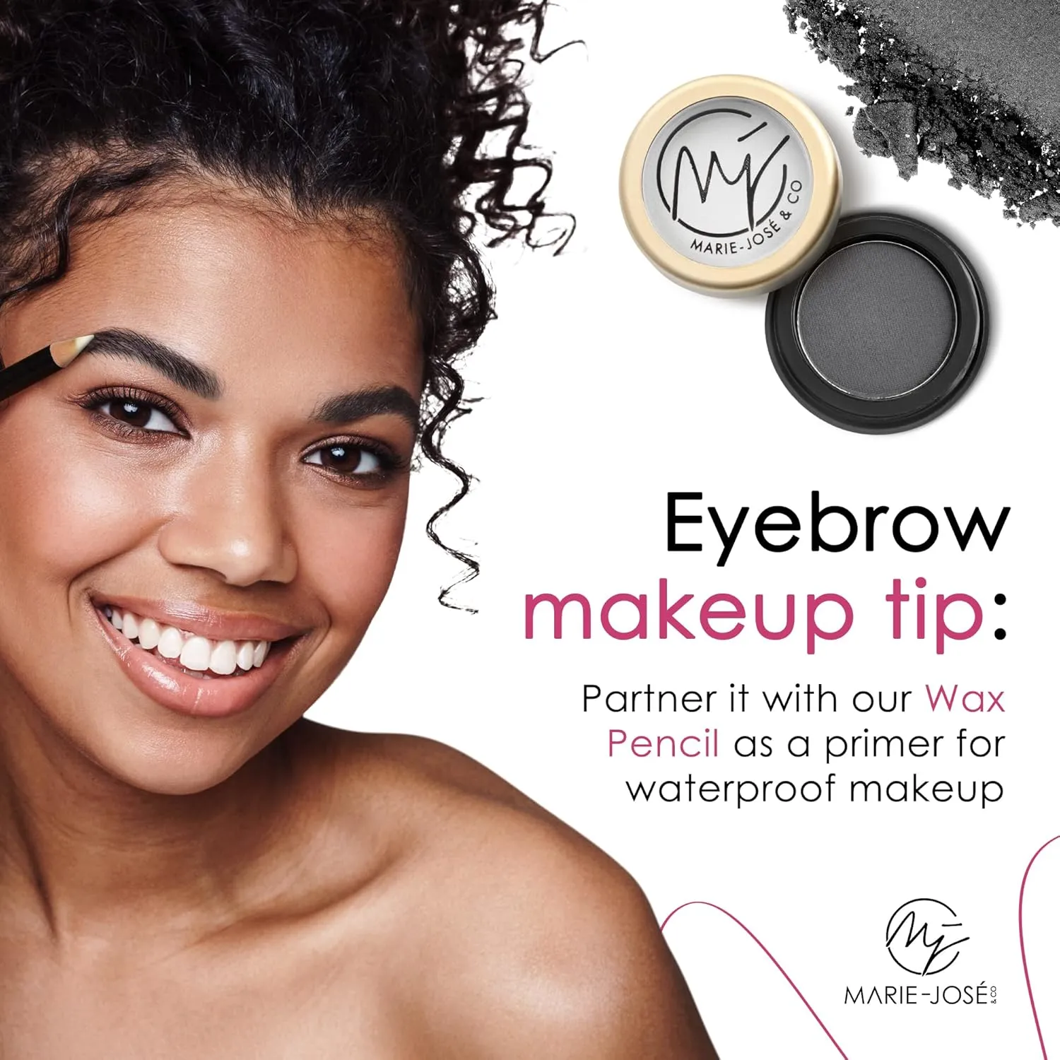 Marie-José Eyebrow Powder Soft Black - Ideal for those with Black Hair - Effortless All-Day Brow Beauty - Compact Size 0.10oz for Purse or Travel Size - Made in USA