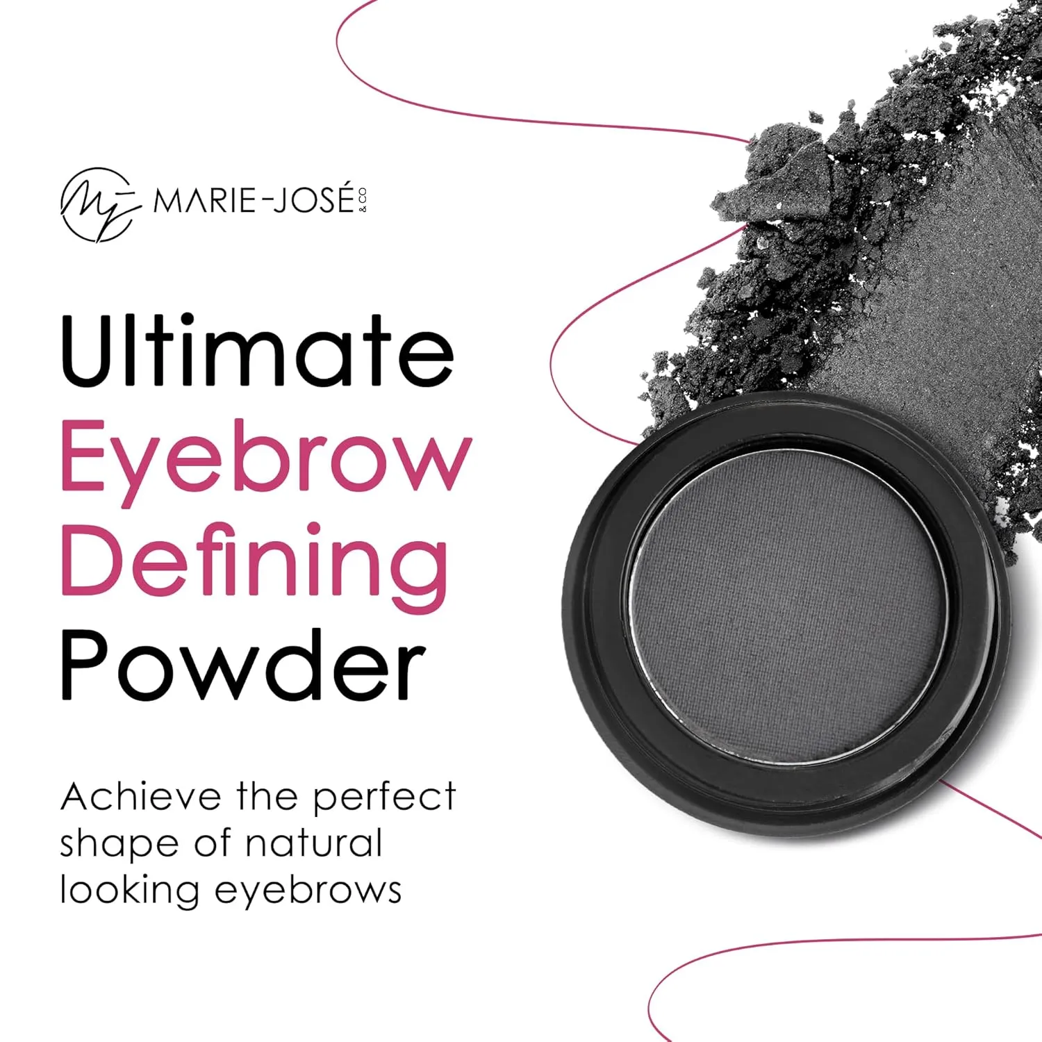 Marie-José Eyebrow Powder Soft Black - Ideal for those with Black Hair - Effortless All-Day Brow Beauty - Compact Size 0.10oz for Purse or Travel Size - Made in USA