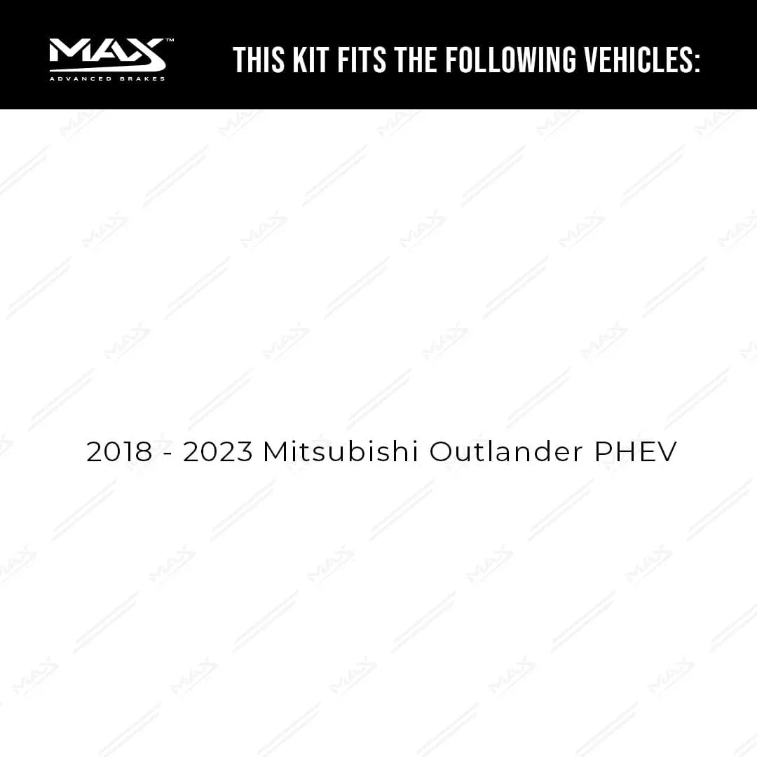 Max Advanced Brakes Front & Rear Brake Kit Compatible With 2018 2019 2020 2021 2022 2023 Mitsubishi Outlander PHEV Replacement Drilled Slotted Black Coated Disc Brake Rotors and Ceramic Brake Pads