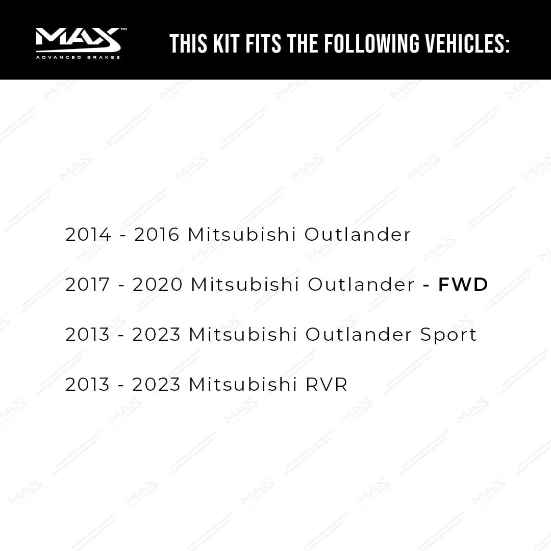 Max Advanced Brakes Rear Brake Kit Compatible With 2014 2015 2016 2017 2018 2019 2020 Mitsubishi Outlander Sport RVR Replacement Geomet Coated OE Disc Brake Rotors and Ceramic Brake Pads