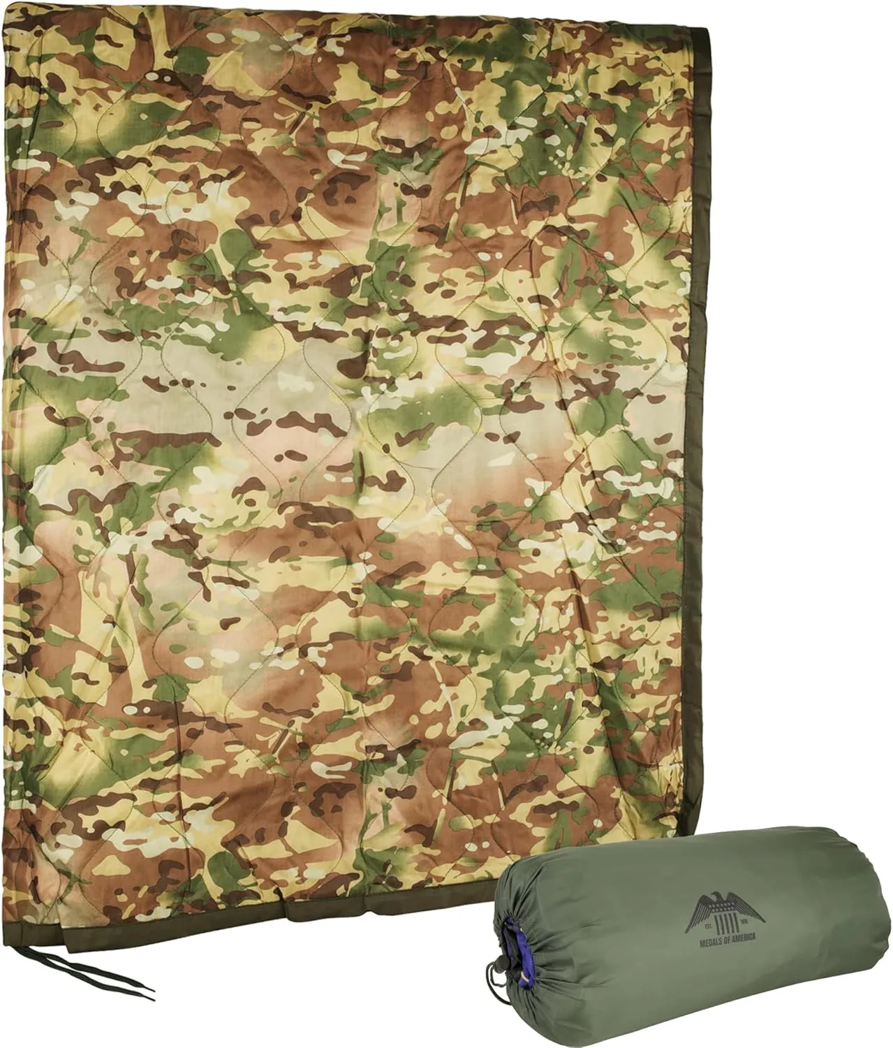 MEDALS OF AMERICA EST. 1976 Military Gear Blanket Poncho Liners Woobie Emergency Blanket - Military Surplus Cold Weather Camping and Hunting Woobie Blanket (OCP Camo)