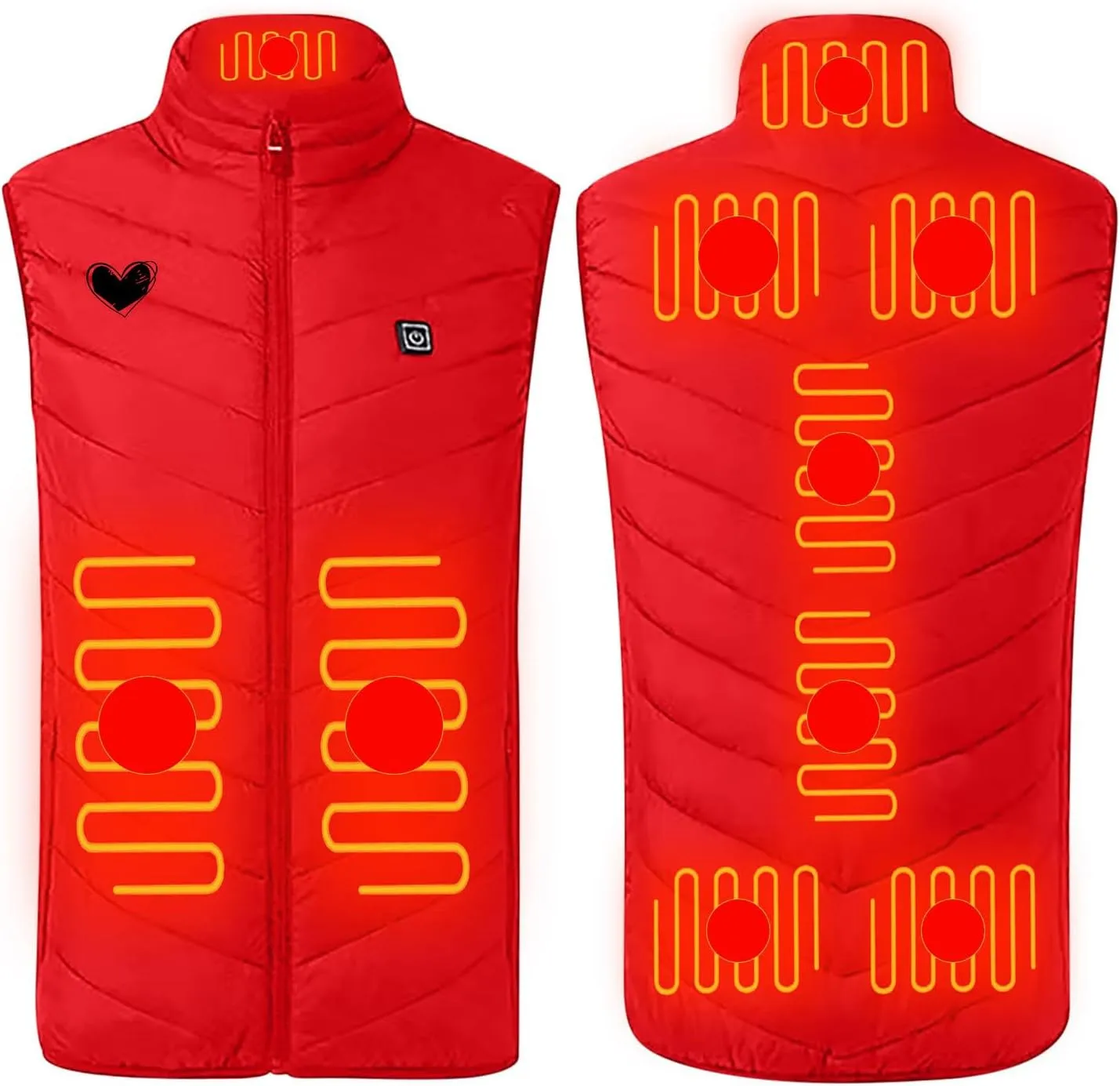 Men Women Heated Vest USB Charging Body Warmer Intelligent Switch Heated Gilet with 9 Heating Zones Heating Waistcoat