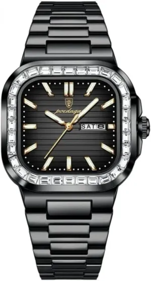 Men's Luxury Square Watch Waterproof Luminous Date Week Man Watch Stainless Steel Casual Fashion Quartz Men's Watches