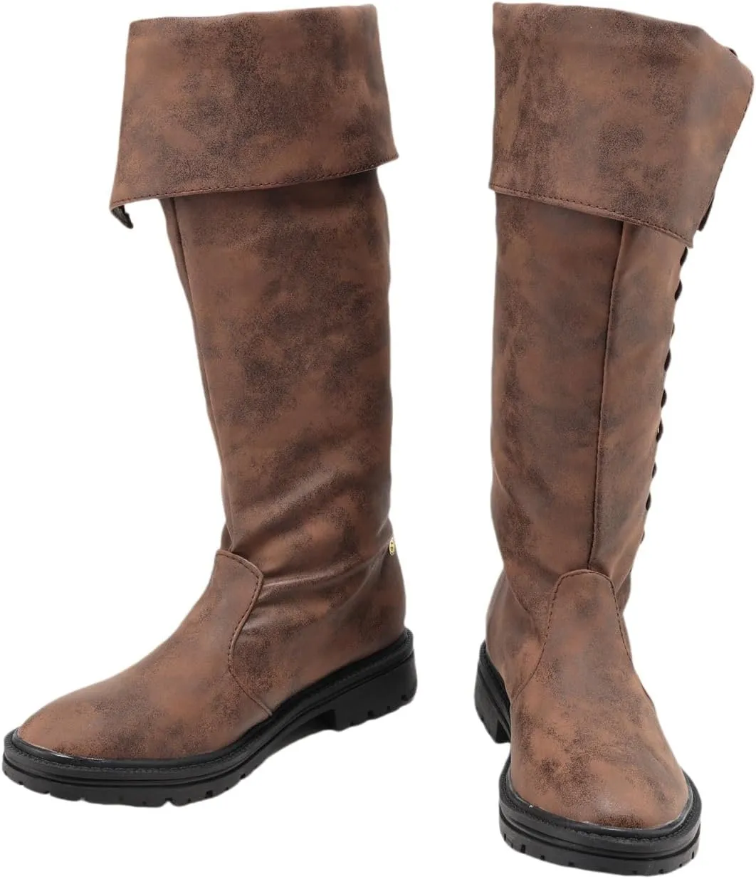 Mens Medieval Boots Renaissance Viking Lace-up Long Boot for Halloween Party