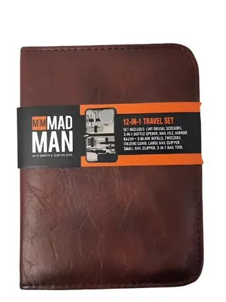 Men's On The Move 12 in 1 Travel Grooming Kit-Brown-3788b