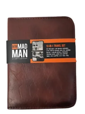Men's On The Move 12 in 1 Travel Grooming Kit-Brown-3788b