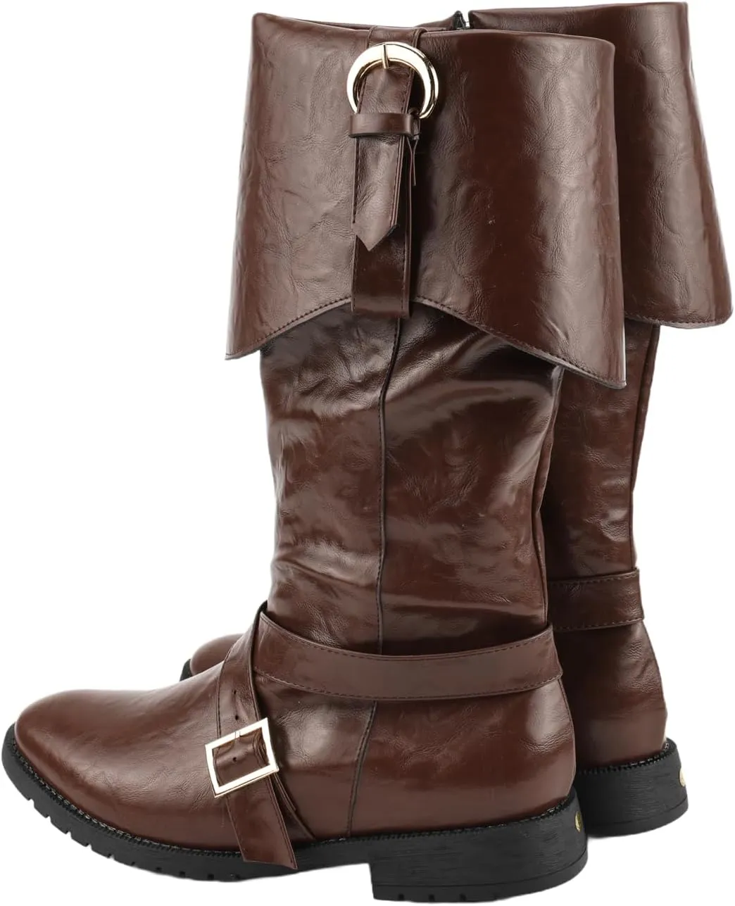 Mens Renaissance Pirate Viking Boots Steampunk Vintage Stage Button Boot for Halloween