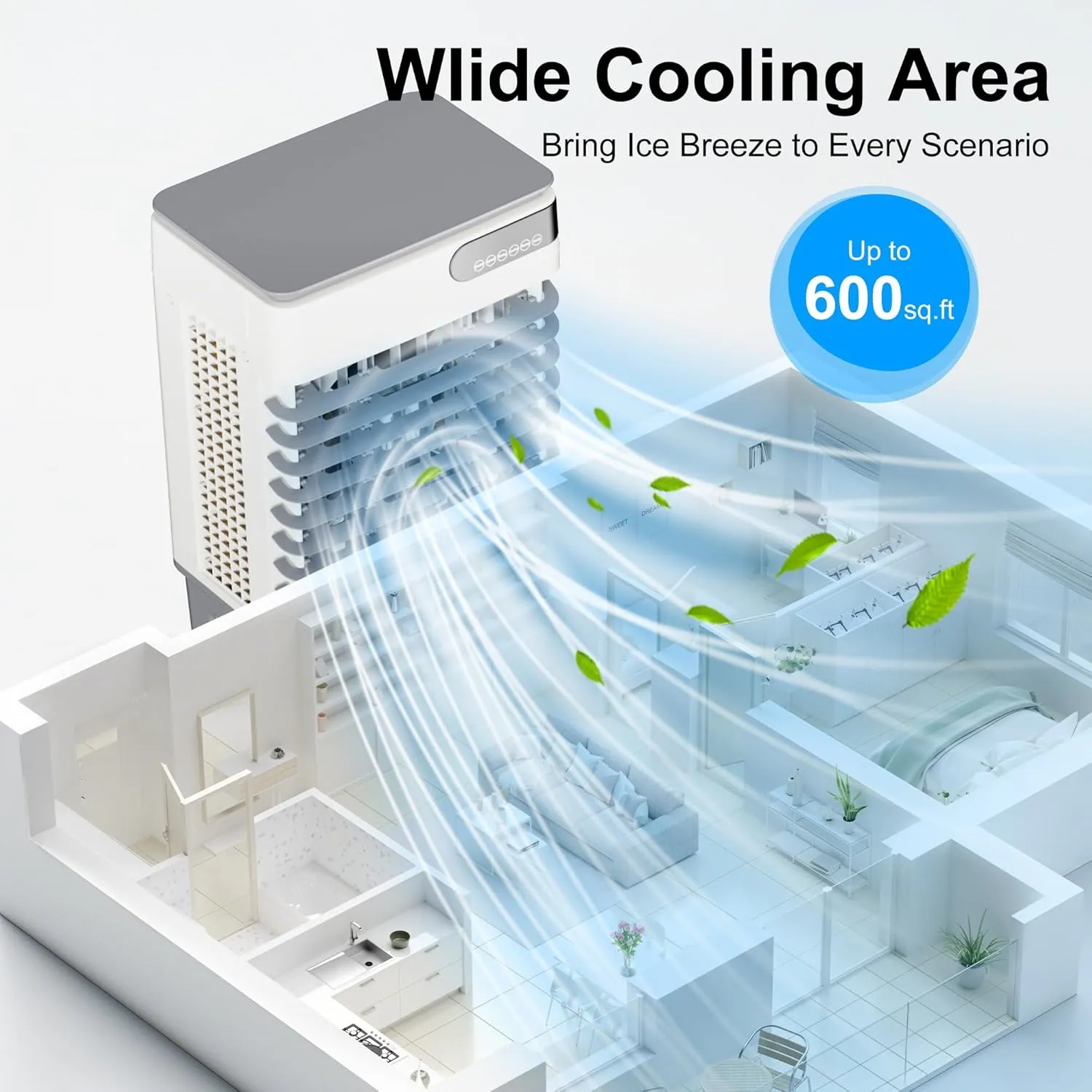 MEPTY 2500CFM Swamp Cooler Air Conditioner, 3-IN-1 Evaporative Air Cooler with 8Gal Tank, 120°Oscillation, 12H Timer, Remote Control, 3 Speeds, Outdoor Cooling Fan for Patio, Garage, Porch,Indoor Use