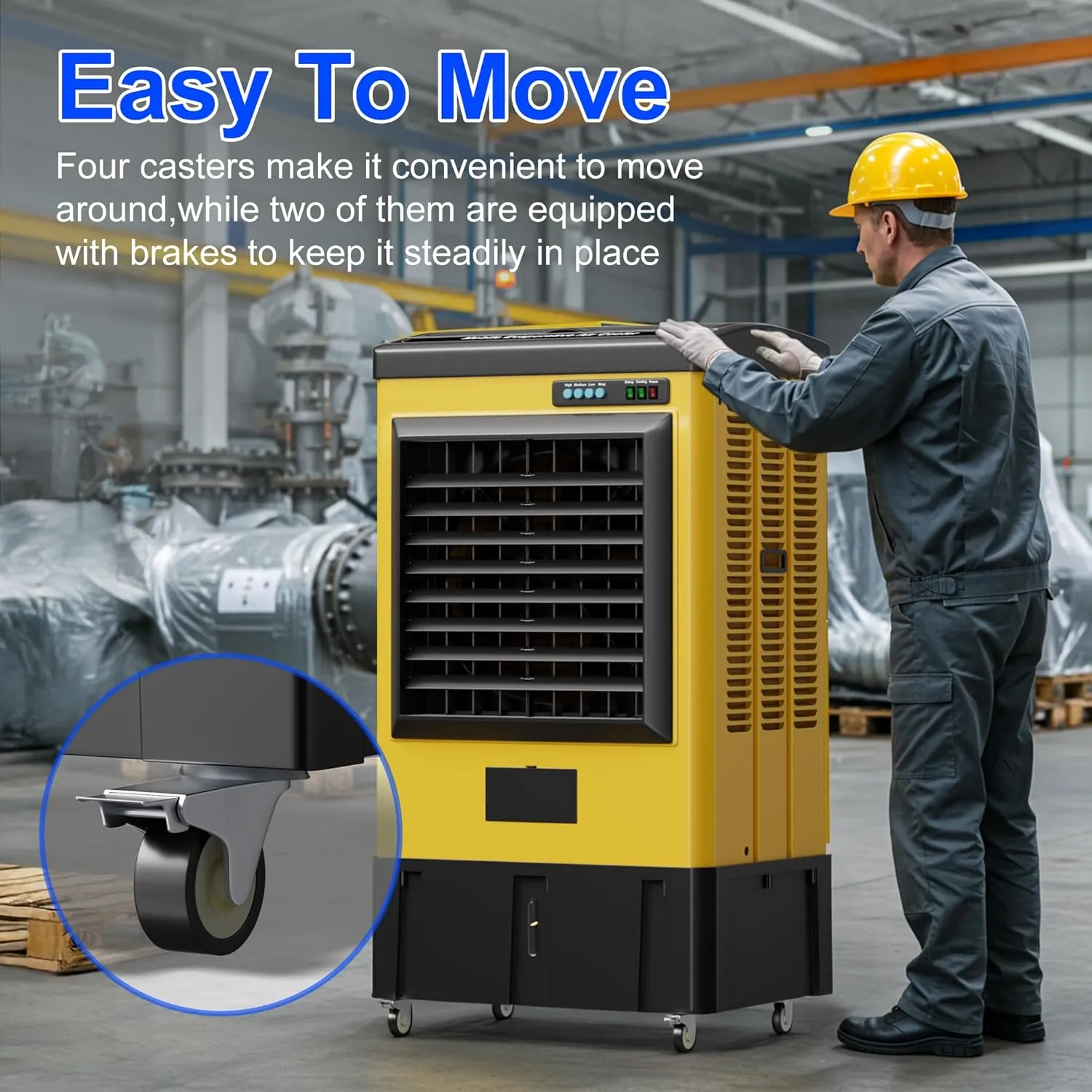MEPTY 4800CFM Swamp Cooler, Evaporative Air Cooler with Continuous Auto Fill, Portable Evaporative Cooler for Commercial, Industrial, Garage, Patio Use, Outdoor Air Conditioners