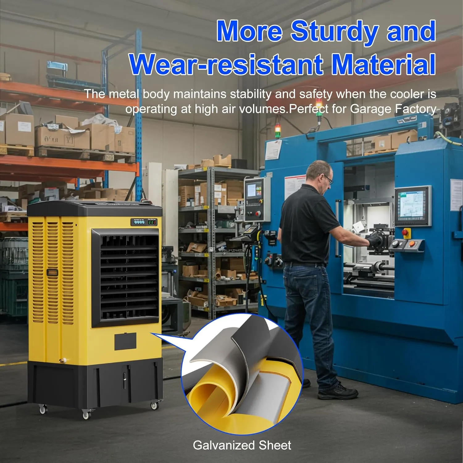 MEPTY 4800CFM Swamp Cooler, Evaporative Air Cooler with Continuous Auto Fill, Portable Evaporative Cooler for Commercial, Industrial, Garage, Patio Use, Outdoor Air Conditioners