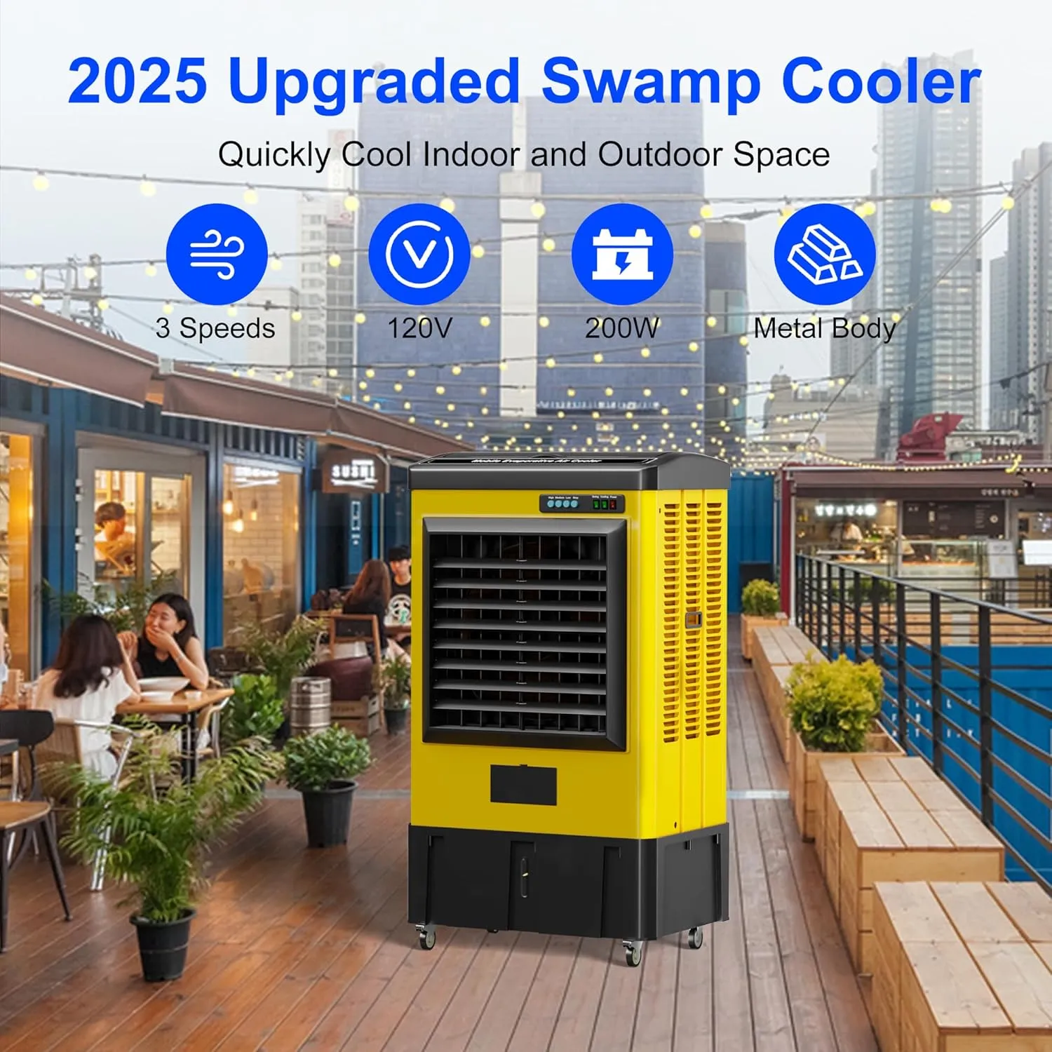 MEPTY 4800CFM Swamp Cooler, Evaporative Air Cooler with Continuous Auto Fill, Portable Evaporative Cooler for Commercial, Industrial, Garage, Patio Use, Outdoor Air Conditioners