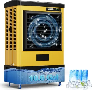 MEPTY 4800CFM Swamp Cooler, Evaporative Air Cooler with Continuous Auto Fill, Portable Evaporative Cooler for Commercial, Industrial, Garage, Patio Use, Outdoor Air Conditioners