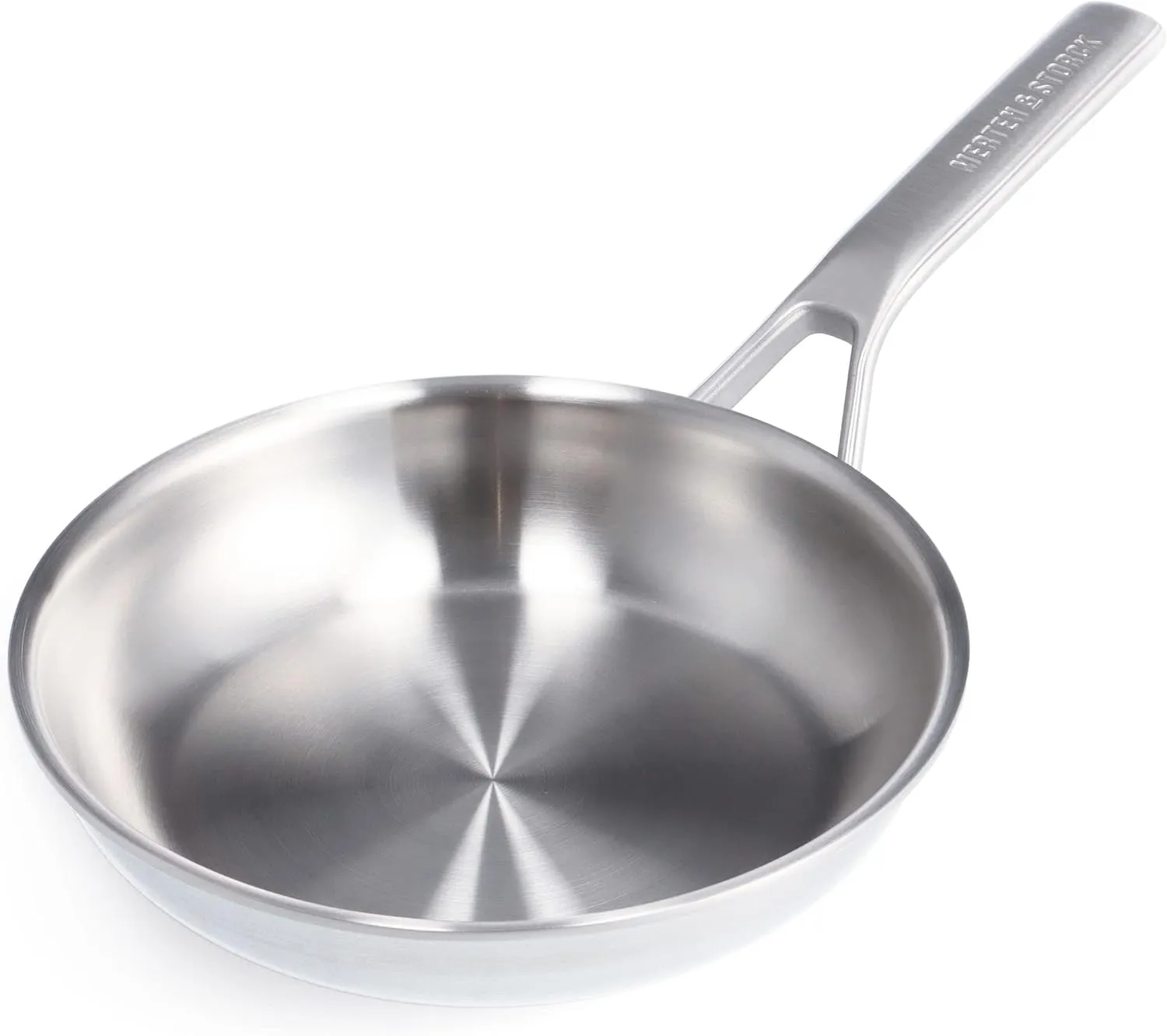 Merten & Storck Tri-Ply Stainless Steel 8" Frying Pan Skillet, Professional Cooking, Multi Clad, Heats Evenly, Drip-Free Pouring Edges, Browning, Induction, Durable, Oven & Dishwasher Safe
